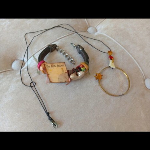 Little Prince jewelry set with vintage leather bracelet and pendant