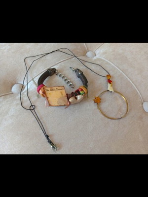Little Prince jewelry set with vintage leather bracelet and pendant