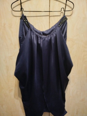 Lynne strapless mini dress medium new, dark purple satin with bolero