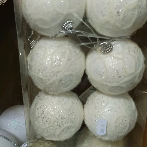 White Christmas tree ornaments new, set of 212 pieces
