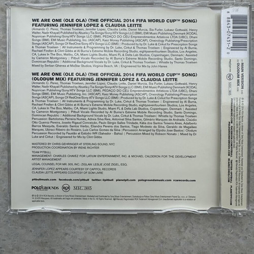 Jennifer Lopez Pitbull We Are One (Ole Ola) CD single like new