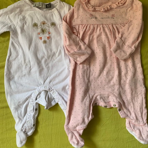 Cotton baby bodysuits used, pack of 4, 0-3 months, girl, Mothercare and Orchestra