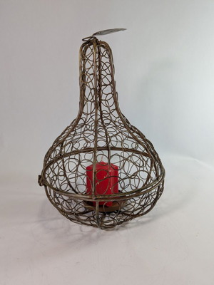Decorative metal pumpkin used 33cm with candle