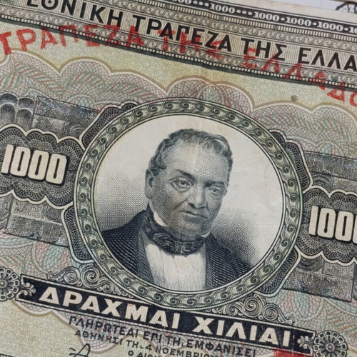 Collectible 1000 Drachma Banknotes of the National Bank of Greece used, from 1926