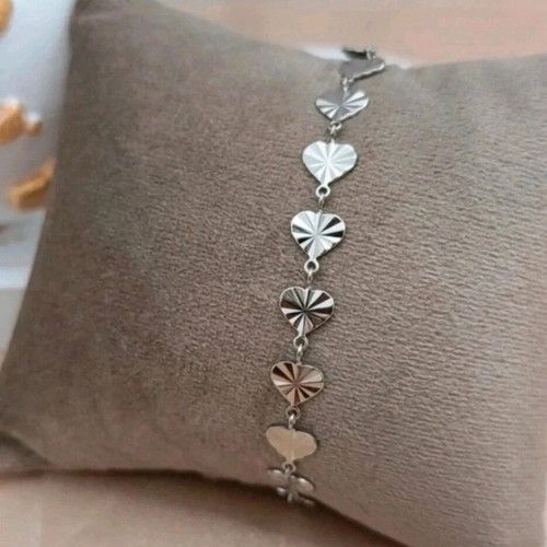 Steel bracelet chain with hearts new, silver color