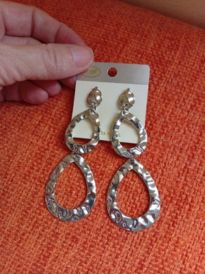 Earrings with clip new, silver, made of non-tarnishing material