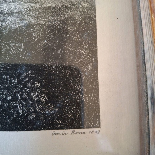 Benaki Museum Genuine Copy Wooden Frame Engraving with Glass used