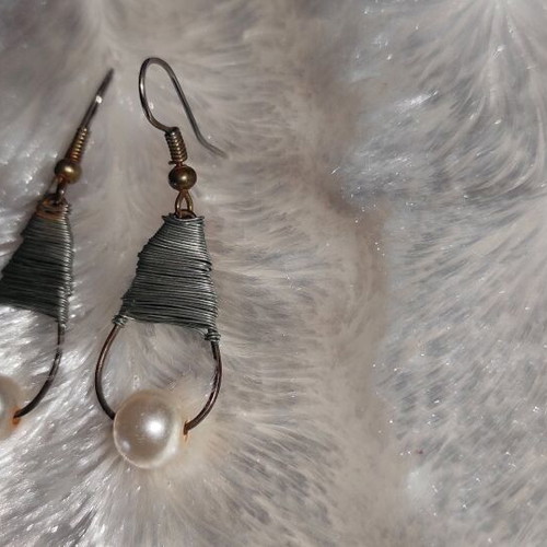 Women's jewelry set used, 4 pieces, wood and pearl