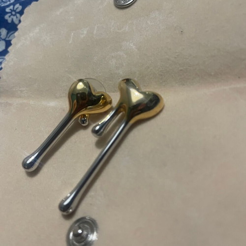 Heart drop earrings made of stainless steel new, gold and silver