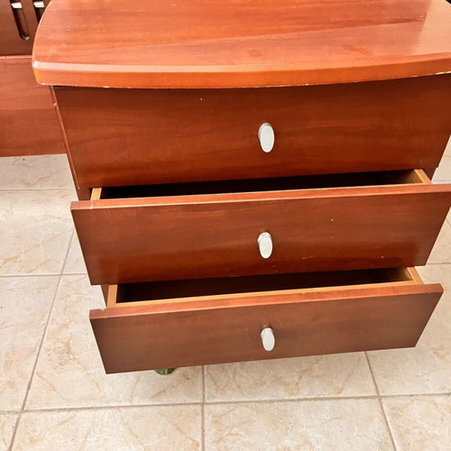 Cherry wood nightstands with 3 drawers, set of 2