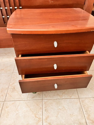 Cherry wood nightstands with 3 drawers, set of 2