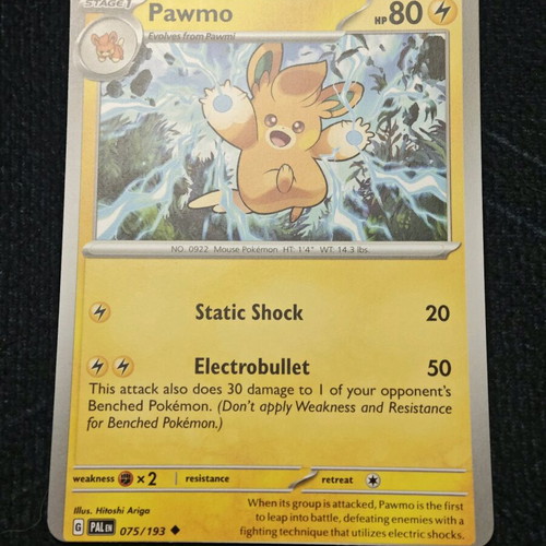 Pawmo error card Paldean evolved 075 Pokémon new with sleeve and toploader
