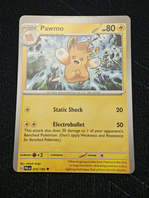 Κάρτα Pawmo error Paldean evolved 075 Pokémon καινούργια με θήκη και toploader
