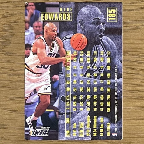NBA collectible card 1995-96 Fleer Blue Edwards used