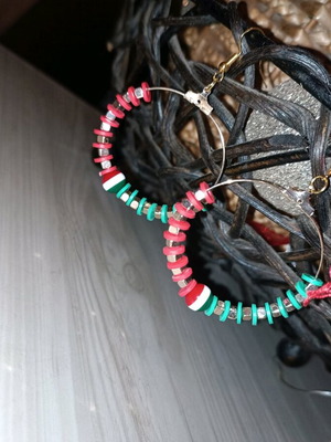 Handmade Christmas earrings new, gold medium hoop earrings