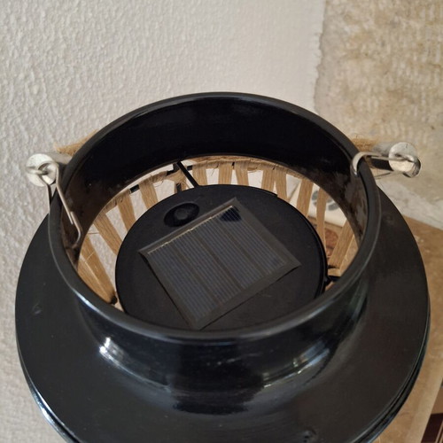 Bamboo solar lantern with built-in lamp like new