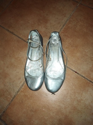 Μπαλαρίνες μεταχειρισμένες, ασημένιες γόβες, νούμερο 38, γκρι