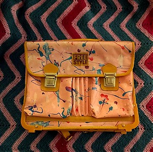 Δερμάτινη σχολική τσάντα Χατζηγιάννης vintage