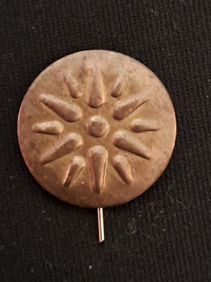 Vergina Sun lapel pin used, metal