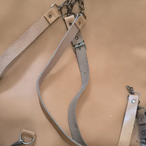 Leather backpack used with few stains