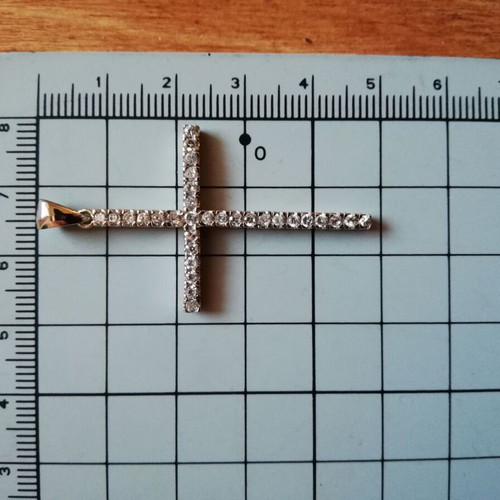 Silver cross 925 with white zircons like new