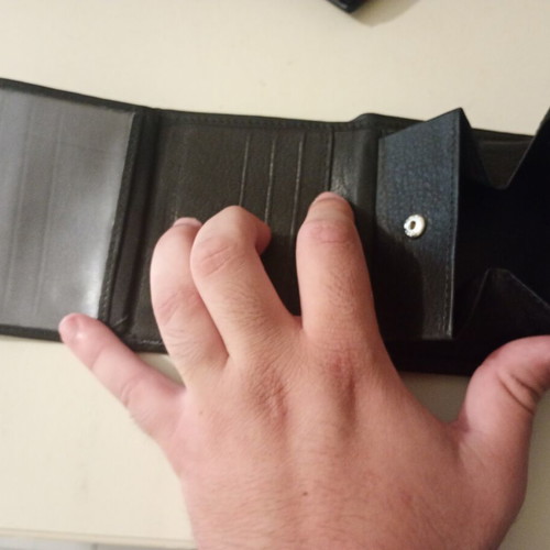 Leather wallet new, men's black