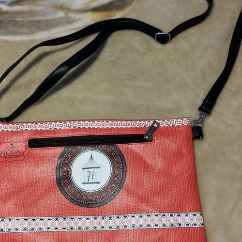 Leather envelope bag orange like new with long strap