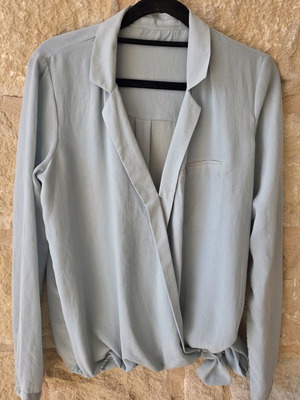 Zara wrap style blouse like new, turquoise, size M