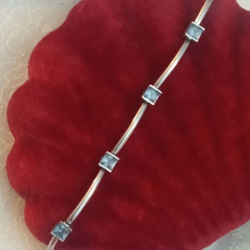 Silver 925 bracelet with blue zircon, used, wrist size 17.5cm