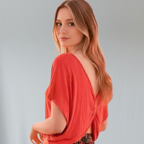 Vintage Orange Blouse with Strass and Open Back H&M like new