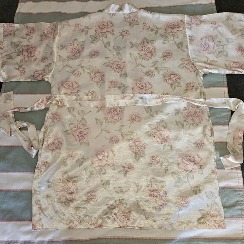 Negligee robe used, L/XL, floral pattern, satin