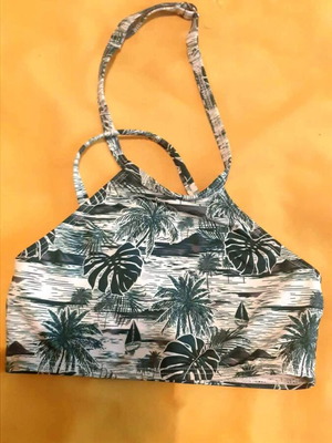 Children's bikini top with tropical palm design like new, size 4-6 years