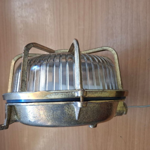 Bronze nautical wall light with glass, vintage, outdoor, Ø20 cm