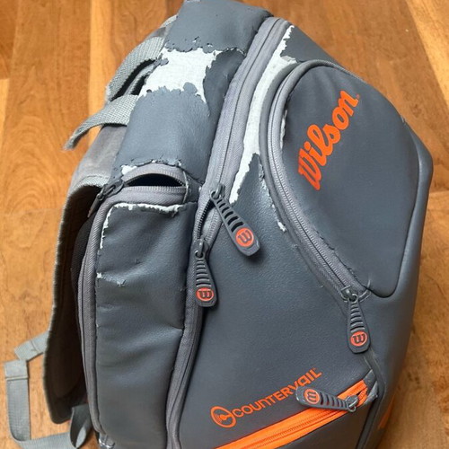 Wilson tennis backpack used, gray with multiple compartments