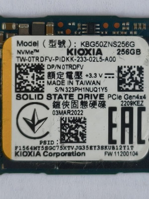 Kioxia KBG50ZNS256G 256GB M.2 NVMe SSD PCIe Gen 4.0 x4