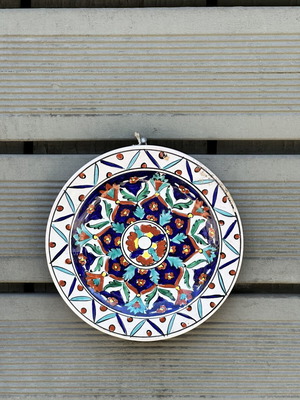 Handmade Decorative Ceramic Plate Ikaros Rhodes used, traditional floral design