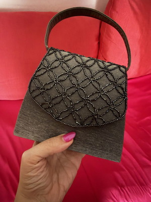 Handbag used gray with shiny decorative elements