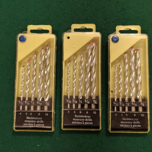Steinbohrer masonry drill set, 15 pieces in 3 cases