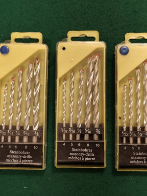 Steinbohrer masonry drill set, 15 pieces in 3 cases