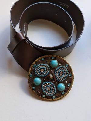 Western leather belt with turquoise details like new, size 105 cm