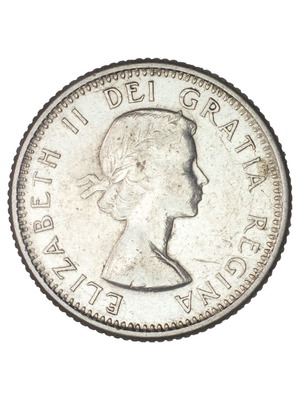 Canada Silver 10 Cents 1964 coin used
