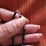Choker necklace with faceted black spinel onyx style beads, like new