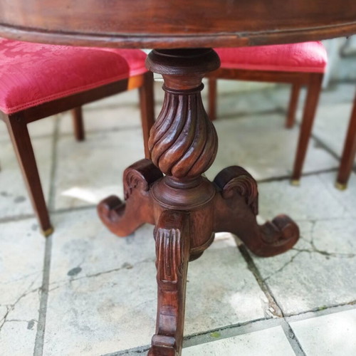 Wooden side table like new with carved tripod base