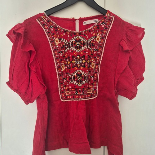 Sfera boho embroidered blouse like new, red