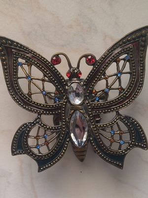 Vintage French Butterfly Perfume Bottle brooch pendant used