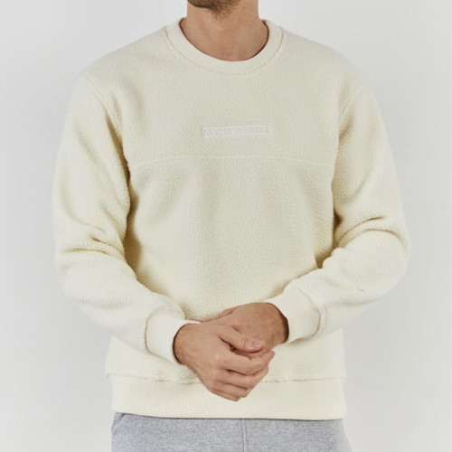 TopMan Teddy Sweater new, men's white fleece sweatshirt S-M