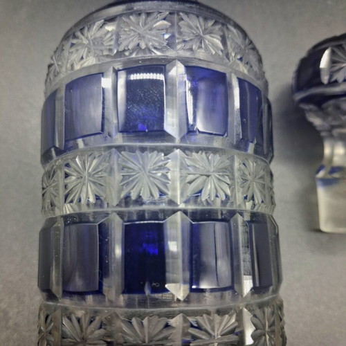 Vintage Bohemian Cut-to-Clear Crystal Perfume Bottle 15cm used