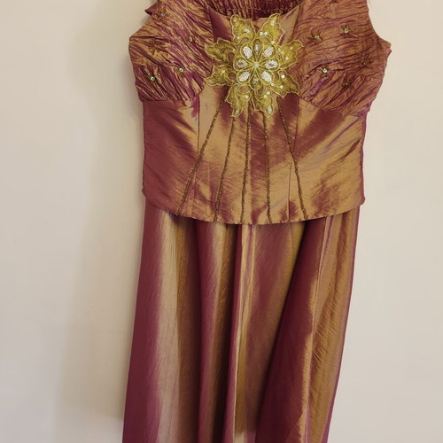 Evening dress set, gold and brown, size L