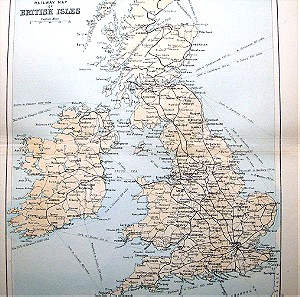 Bartholomew 1860 Χάρτης Σιδηροδρομικών Γραμμών Βρετανικών Νήσων