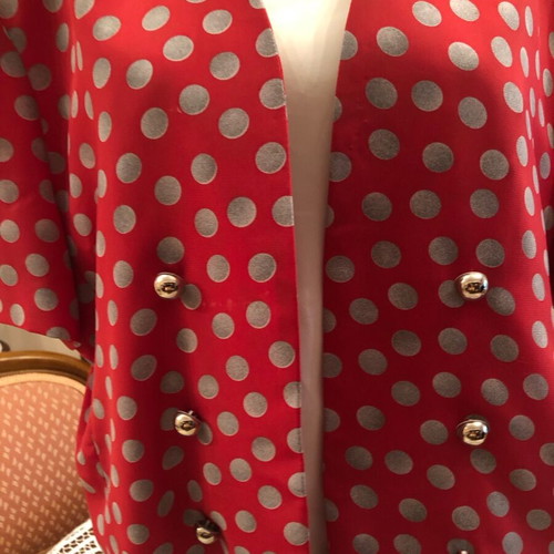 Bolero with gold buttons used, red with gray dots by A-Style